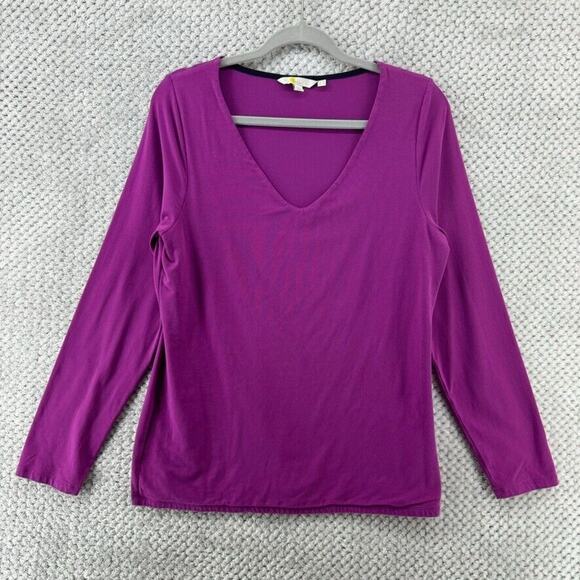 Boden Top Women US14 Purple Jersey Stretch V-Neck Long‎ Sleeves Basics Casual - Picture 1 of 11